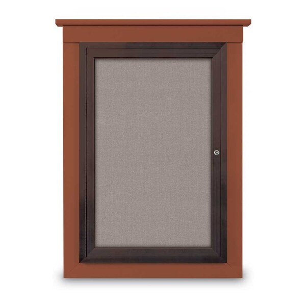 United Visual Products Single Door Enclosed Letterboard, 43"x33 UV1304TB-BLACK-GREY - main